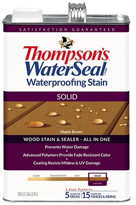 Waterproofing Stain, Solid, Maple Brown, 1-Gal.
