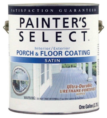 Exterior Satin Porch & Floor Coating, Urethane Fortified, White, Pastel Base, 1-Gal.