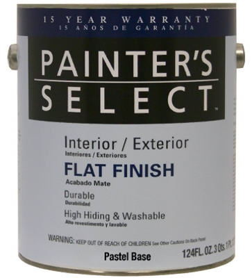 Acrylic Latex Paint, Interior/Exterior, Pastel Base Flat, Tintable White, 1-Gal.
