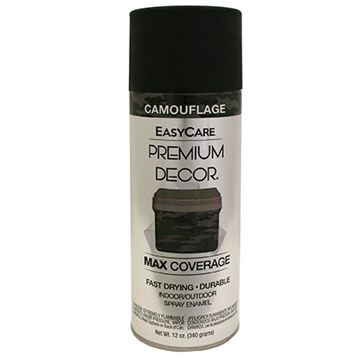 Spray Paint, Camouflage Flat Black, 12-oz.