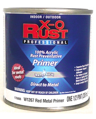 Metal Primer, Water-Base, Red, .5-Pt.