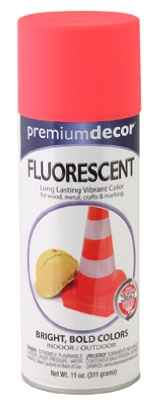 Fluorescent Spray Paint, Interior/Exterior, Red Orange, 11-oz.