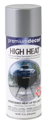 High-Heat Spray Paint, Dull Aluminum, 12-oz.