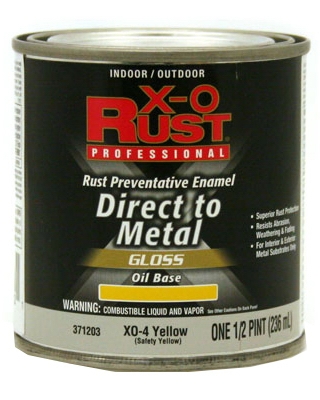 Anti-Rust Oil-Base Enamel, Yellow Gloss, 1/2-Pt.