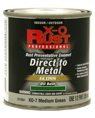 Anti-Rust Oil-Base Enamel, Medium Green Gloss, 1/2-Pt.