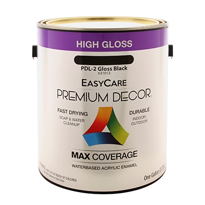High-Gloss Enamel, Water-Based, Black, 1-Gal.