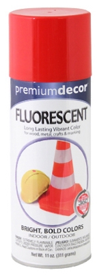 Fluorescent Spray Paint, Interior/Exterior, Hot Red, 11-oz.