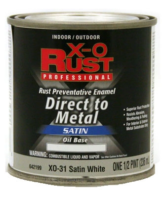 Oil-Base Paint, Satin, White, Interior/Exterior, 1/2-Pt.