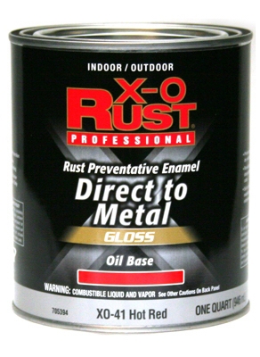 Anti-Rust Oil-Base Enamel, Hot Red Gloss, 1-Qt.