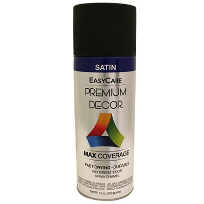 Enamel Spray Paint, Black Satin, 12-oz.