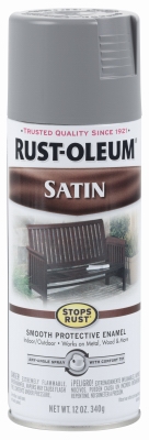 Stops Rust Satin Spray Paint, Coastal Gray, 12-oz.