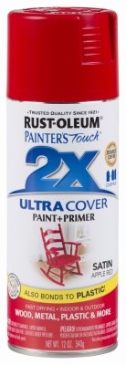 Painters Touch 2X Spray Paint, Satin Apple Red, 12-oz.