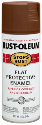 Stops Rust Flat Spray Paint, Red, 12-oz.