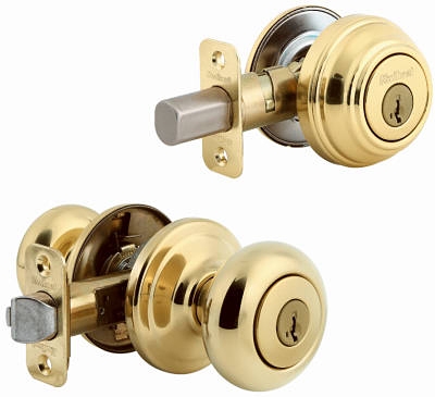 Brass Juno Knob/ Single Cylinder Deadbolt Combo Pack