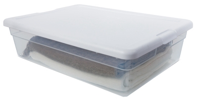 Storage Box, White Lid With See-Thru Base, 28-Qts., Must Purchase in Quantities of 10
