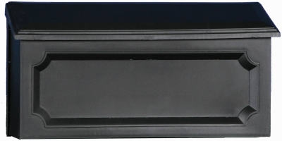 Windsor Wall Mailbox, Horizontal, Black Resin, 7.75 x 15 x 4-In.