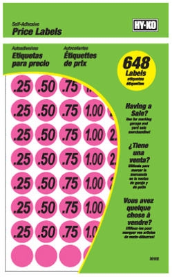 Garage Sale Price Stickers, Pink, .75-In., 648-Pc.