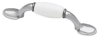 Chrome & Ceramic Insert Spoon Foot Cabinet Pulls, 3-In., 2-Pk.