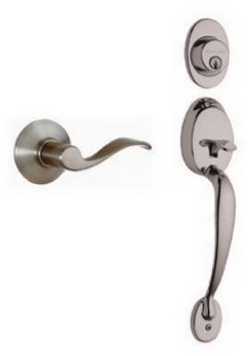 Plymouth Design Handleset, Single Cylinder,  Satin Nickel