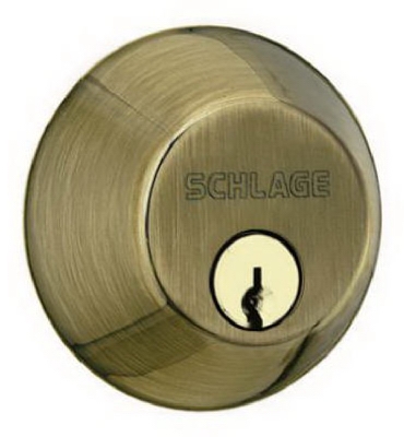 Antique Brass Single-Cylinder Deadbolt Lock