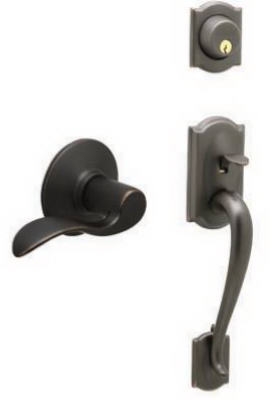 Camelot Handleset, Single Cylinder, Aged Bronze