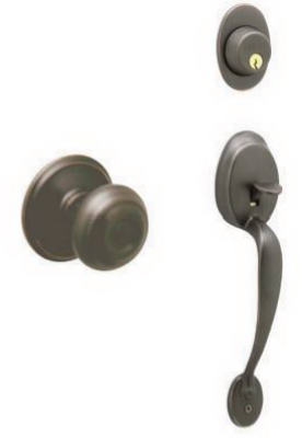 Plymouth By Georgian Handleset, Single Cylinder, Aged Bronze