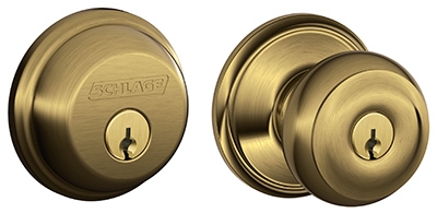 Antique Brass Combination Keyed Entry Lockset and Deadbolt