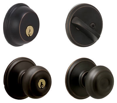 Aged Bronze Georgian Design Combination Keyed Entry Lockset and Deadbolt