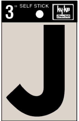 3-Inch Black Adhesive Vinyl Letter J