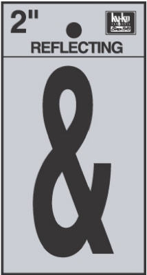 2-Inch Black Adhesive Reflective Vinyl Ampersand Symbol Sign