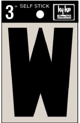 3-Inch Black Adhesive Vinyl Letter W