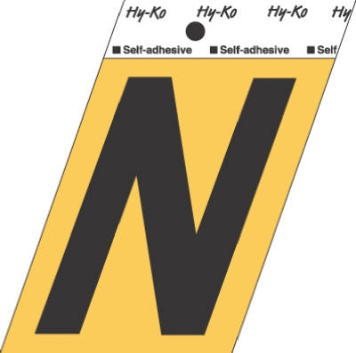 3-1/2-Inch Aluminum Adhesive Letter N
