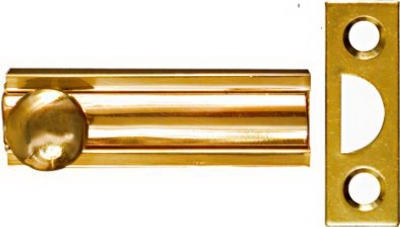 Door Surface Bolt, Brass, 2-In.