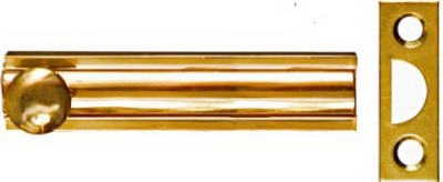 Door Surface Bolt, Brass, 3-In.