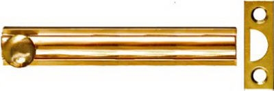 Door Surface Bolt, Brass, 4-In.