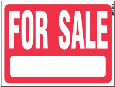 Sign,  inchFor Sale inch, Red/White Plastic, 18 x 24-In.