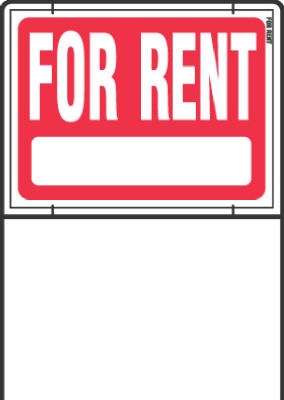 Sign,  inchFor Rent inch, Red & White Weather-Resistant With Wire Frame, 18 x 24-In.