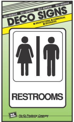 5 x 7-Inch Black Embossed Plastic  inchRestrooms inch Sign