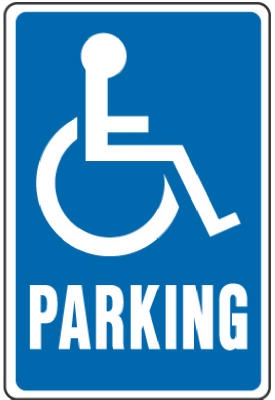 Sign,  inchHandicapped Parking inch, Blue & White Aluminum, 12 x 18-In.