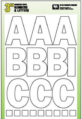 House Address Number & Letter Set, Peel & Stick, White Vinyl, 3-In.