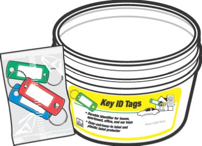 Key Identification Tag with Split Ring In Display Bucket, Assorted, 20-Pc., 3-Pk.