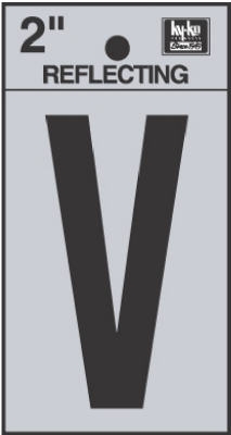 2-Inch Black Adhesive Reflective Vinyl Letter V