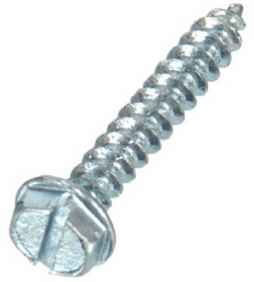 Sheet Metal Screws, Slotted, Hex-Washer-Head, Zinc, #12 x 2-In., 100-Pk.