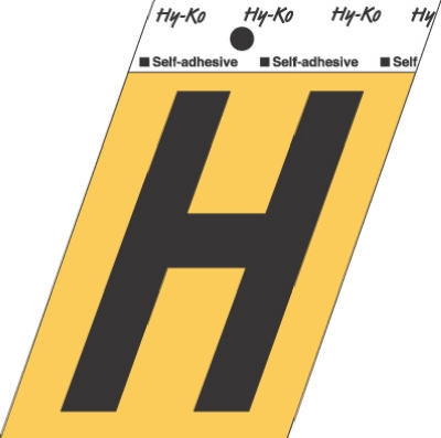3-1/2-Inch Gold/ Black Aluminum Adhesive Letter H