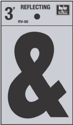 3-Inch Black Reflective Vinyl Adhesive Ampersand (&) Symbol Sign