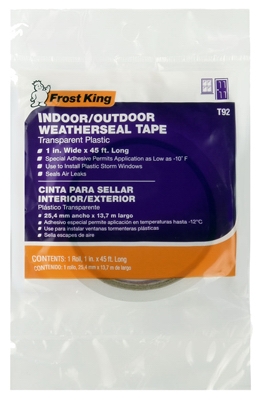 Clear Plastic Window Weatherseal Tape, 1-In. x 45-Ft.