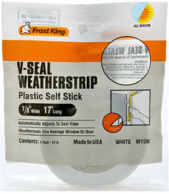 V-Seal Weatherstrip Tape, White, 7/8-In. x 17-Ft.
