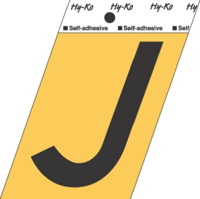 3-1/2-Inch Gold/ Black Aluminum Adhesive Letter J