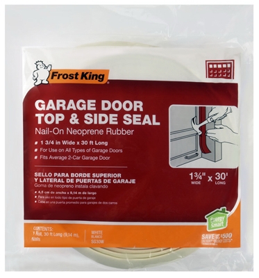 Garage Door Top & Side Weatherseal, 1-3/4 inch W x 30' L