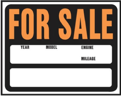  inchAuto For Sale inch Sign, Hy-Glo Orange/ Black Plastic, 15 x 19-In.